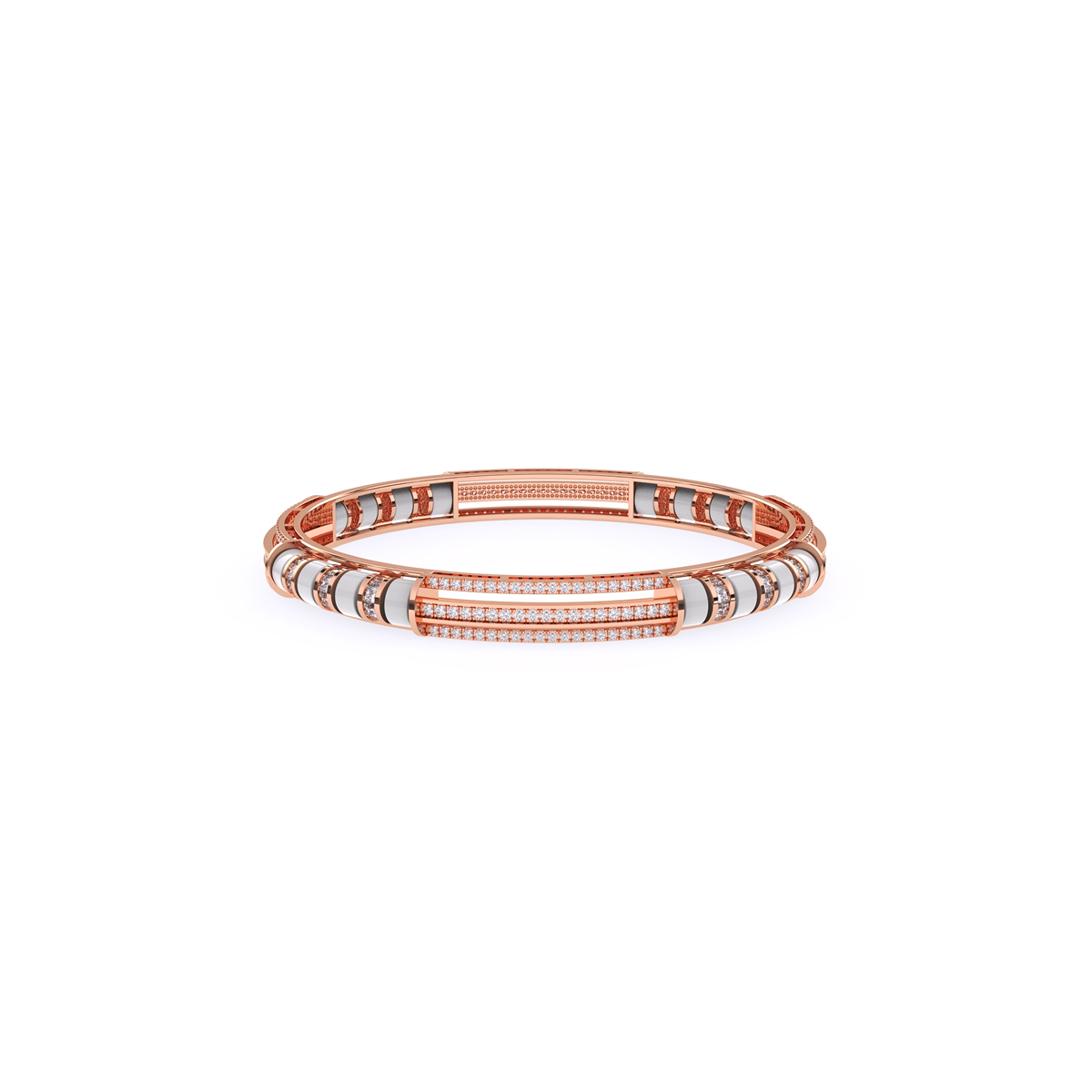 Modern Round Cluster Diamond Bangle